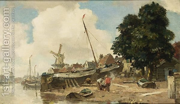 600x349 People At Work On A Shipyard Frans Langeveld Reproduction 1st - Shipyard Painting