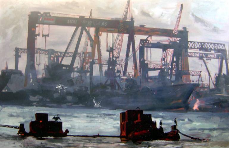 770x498 Saatchi Art From Shipyard Painting By Evren Karayel Gokkaya - Shipyard Painting