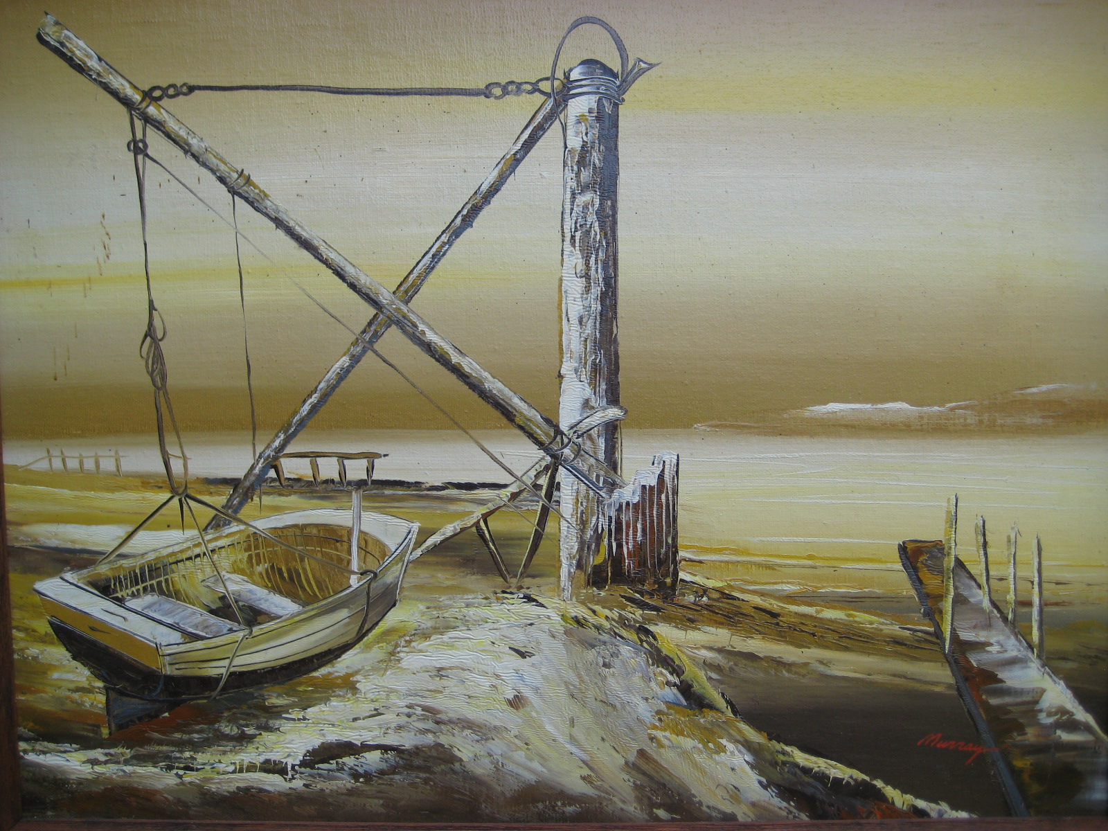 1600x1200 Vintage Painting Shipyard Oil On Board Signed 8 Edwin - Shipyard Painting