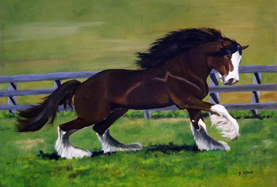 900x607 Shire Horse Painting By Diane Howe - Shire Horse Painting