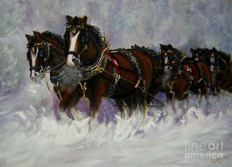 900x651 Shire Horses Painting - Shire Horse Painting