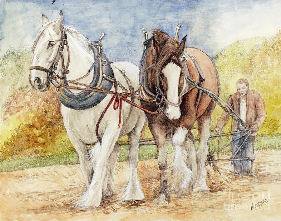 900x707 Shire Horses Painting By Morgan Fitzsimons - Shire Horse Painting