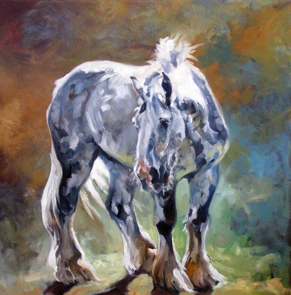 576x583 Shire Horse Painting By Kindrie Grove Art - Shire Horse Painting