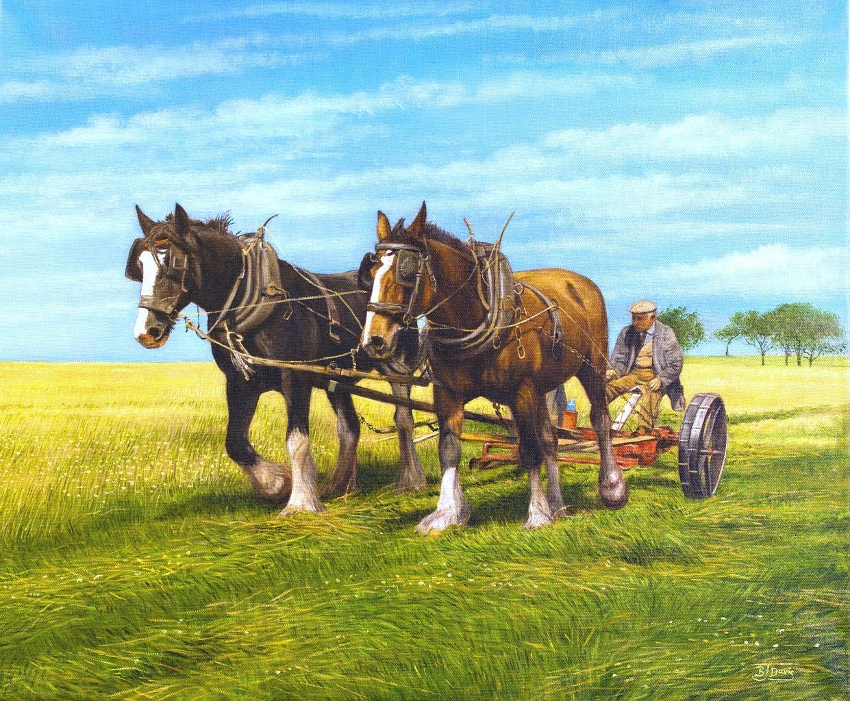 1241x1024 Working Shires - Shire Horse Painting