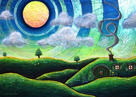 570x407 The Shire 5x7 Inch Metallic Photographic Print Of Painting - Shire Painting