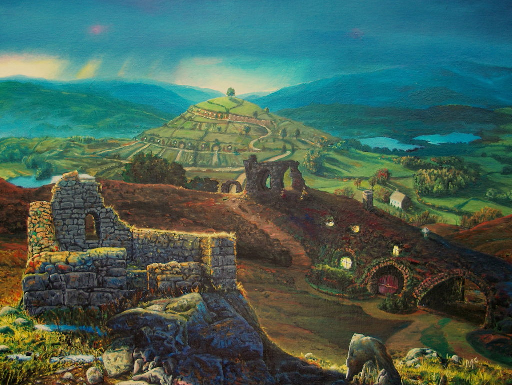 1024x771 The Shire After The Rain' By Tolkyes - Shire Painting