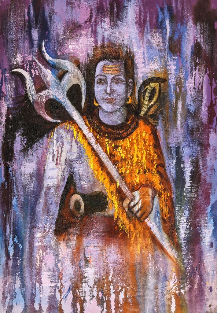 710x1024 Buy Shiva With Snake By Community Artists Group@ Rs. 7190. Code - Shiva Oil Painting