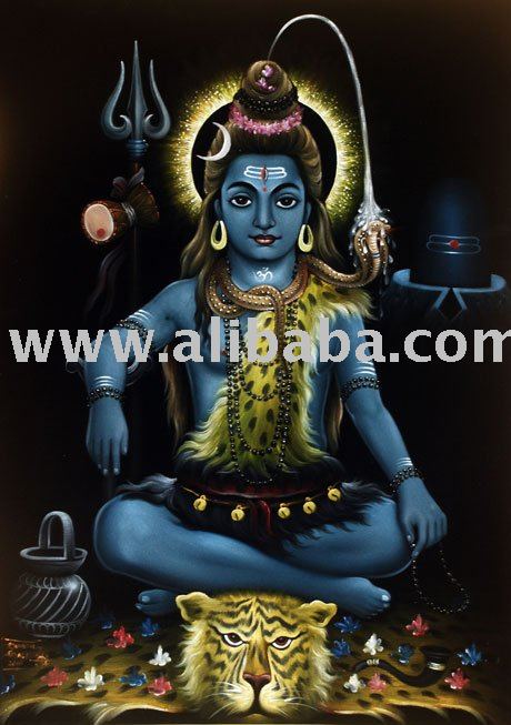 460x653 God Shiva Oil Painting On Black Velvet - Shiva Oil Painting
