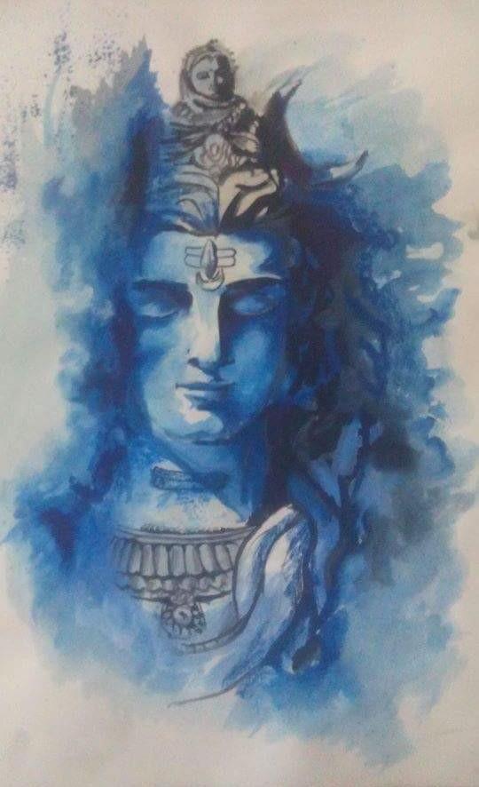 540x886 Mixed Painting Of Lord Shiva - Shiva Painting