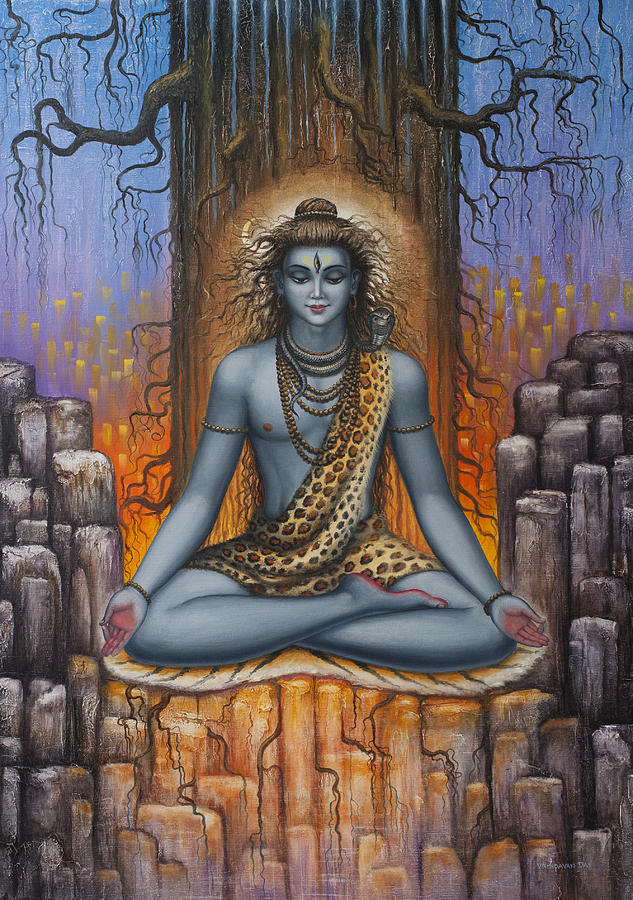 633x900 Shiva Meditation Painting By Vrindavan Das - Shiva Painting