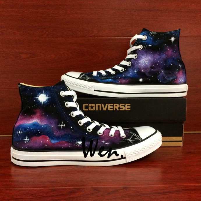 690x690 Galaxy Hand Painted Shoes Original Design By Wenartwork On Zibbet - Shoe Painting