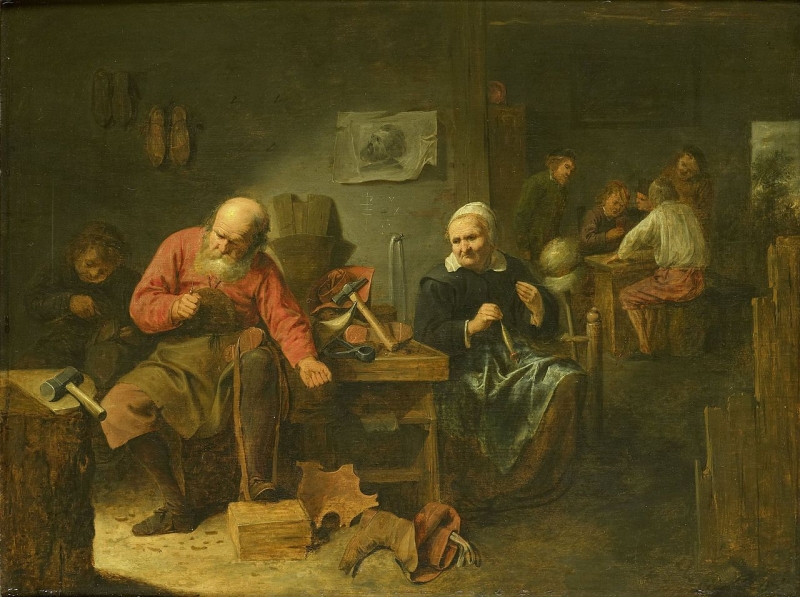 800x597 The Shoemaker Painting David Ryckaert Iii Oil Paintings - Shoemaker Painting