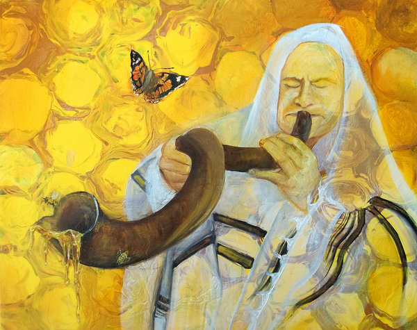 600x475 Prophetic Message Sketch Painting 9 Honey Dripping From The Shofar - Shofar Painting