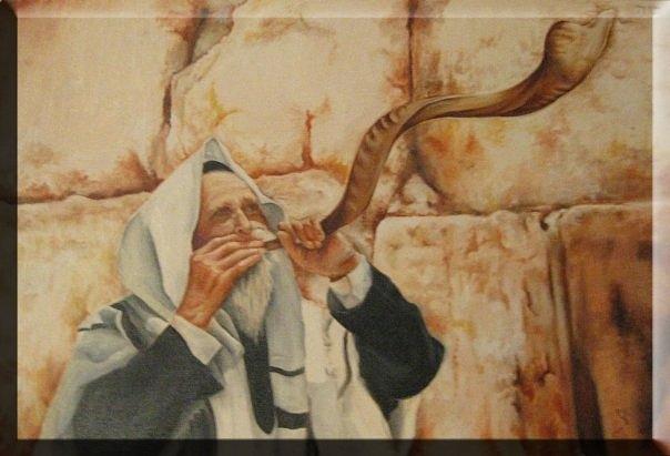 604x411 Shofar Painting By Miriam Shaw - Shofar Painting
