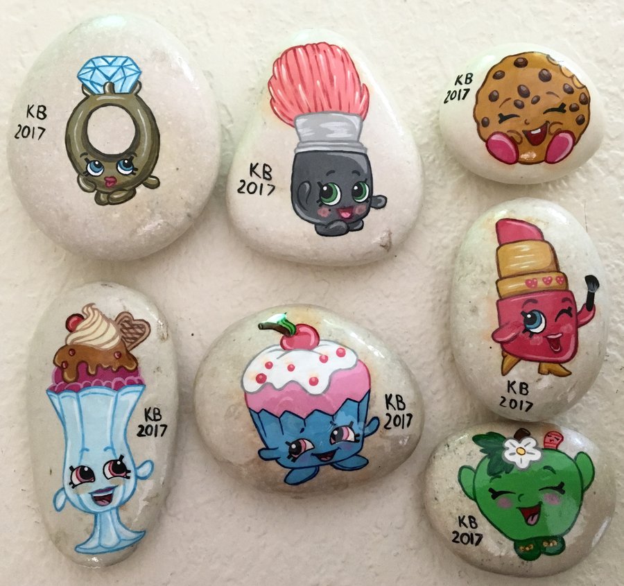 900x845 Painted Rocks - Shopkins Painting