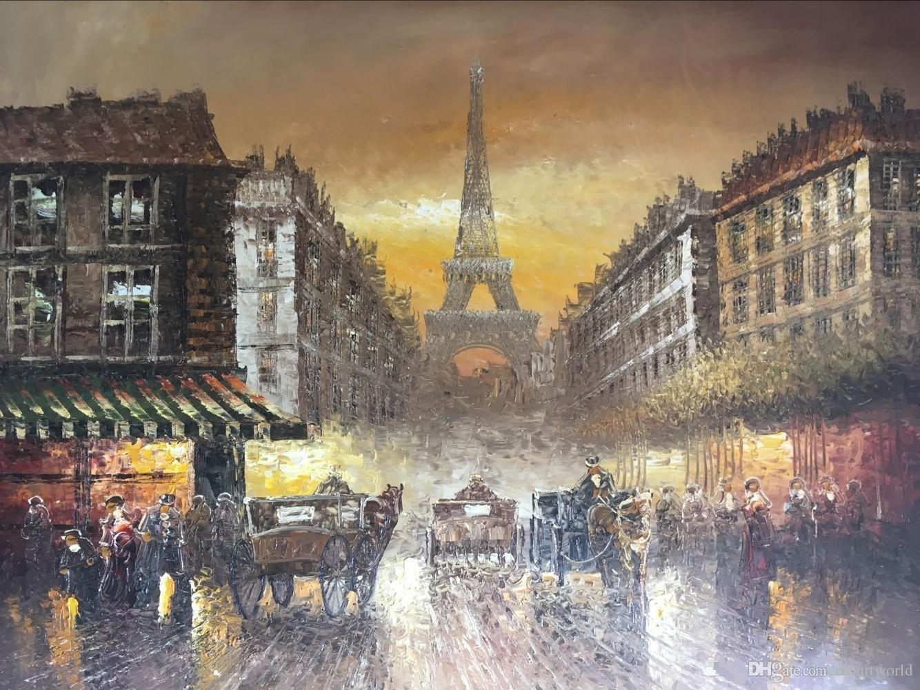 1334x1001 2018 Framed Eiffel Tower,shopping Paris City Views,pure Hand - Shopping Painting