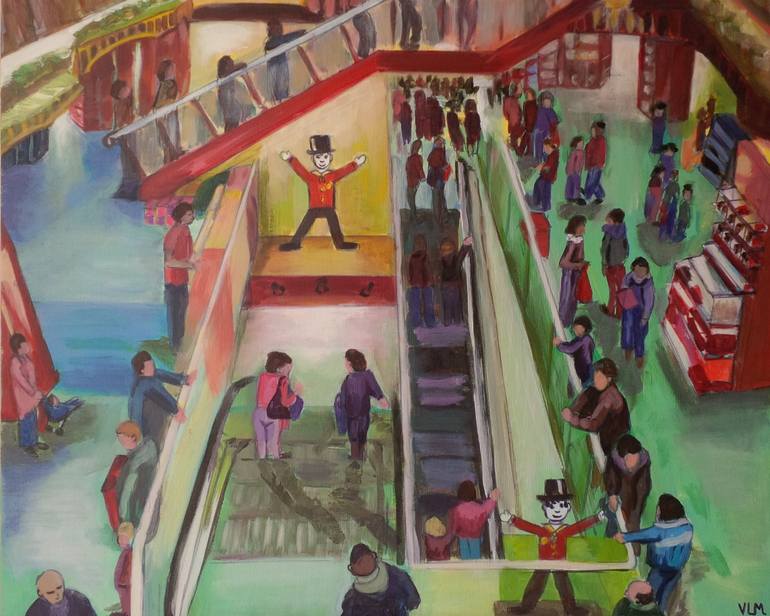 770x616 Saatchi Art Christmas Shopping Painting By Le Meur - Shopping Painting