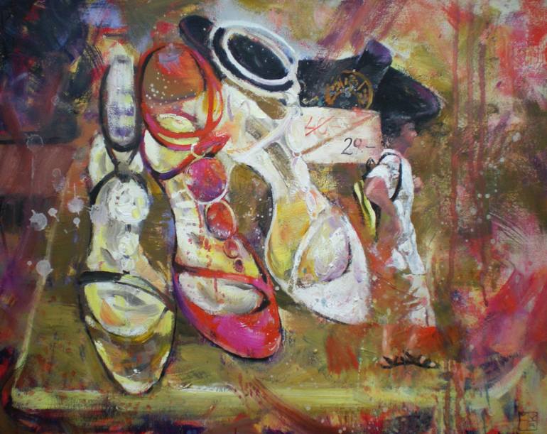 770x611 Saatchi Art Shoe Window Shopping Painting By Michaela - Shopping Painting