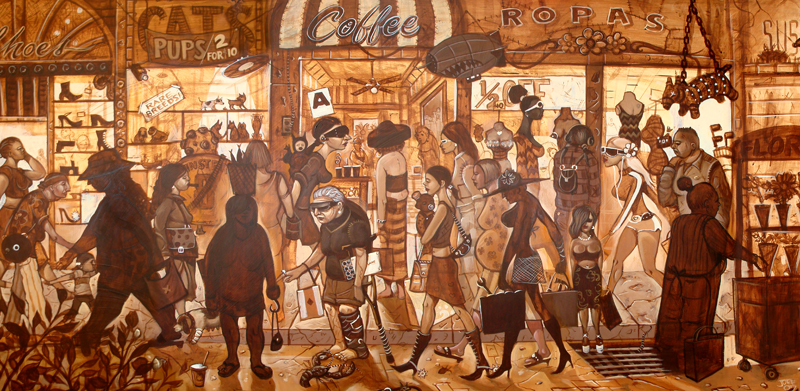 800x391 A Painting Titled Women Shopping - Shopping Painting
