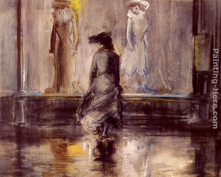 720x575 Everett Shinn Window Shopping Painting Anysize 50% Off - Shopping Painting