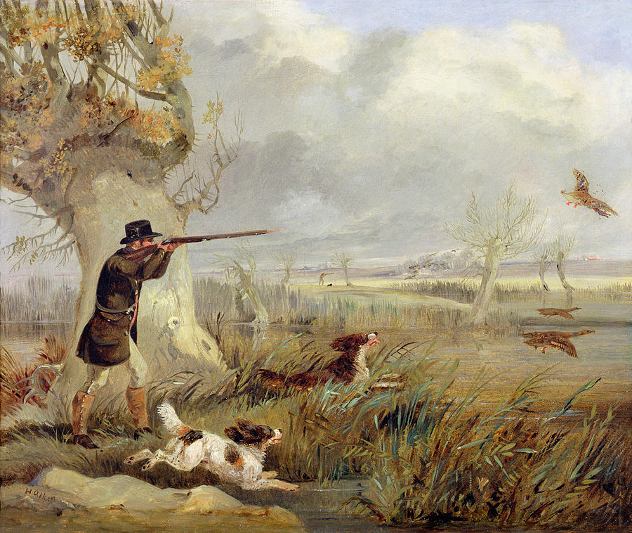 900x758 Duck Shooting Painting By Henry Thomas Alken - Shot Painting