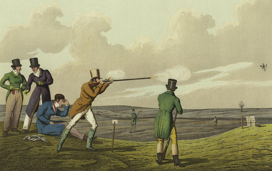 900x565 Pigeon Shooting Painting By Henry Thomas Alken - Shot Painting