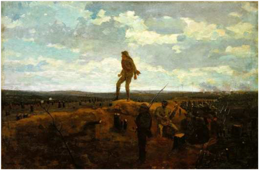 900x592 Winslow Homer 1864 Painting, Defiance Inviting A Shot Before - Shot Painting