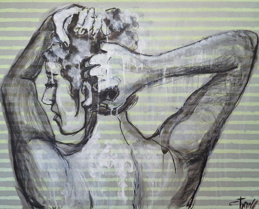 900x727 In The Shower 2 Portrait Of A Woman Painting By Carmen Tyrrell - Shower Painting