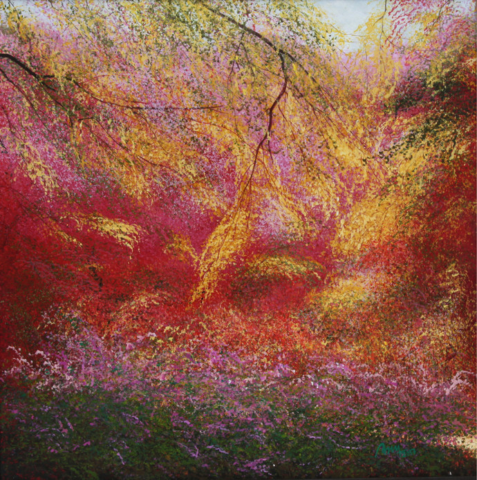 690x695 Shower Of Flowers From God's Land By Artist Vimal Chand - Shower Painting