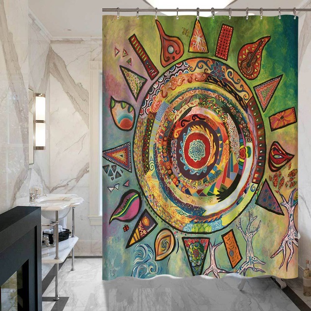 640x640 Sunnyrain 1 Piece Abstract Painting Shower Curtains Sun Moon - Shower Painting