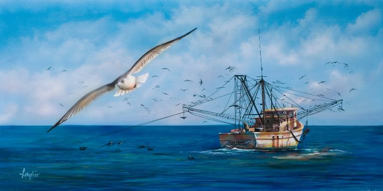 770x385 Saatchi Art Shrimp Boat Painting By Gary Longordo - Shrimp Boat Painting