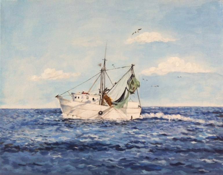 770x604 Saatchi Art Shrimp Boat - Shrimp Boat Painting