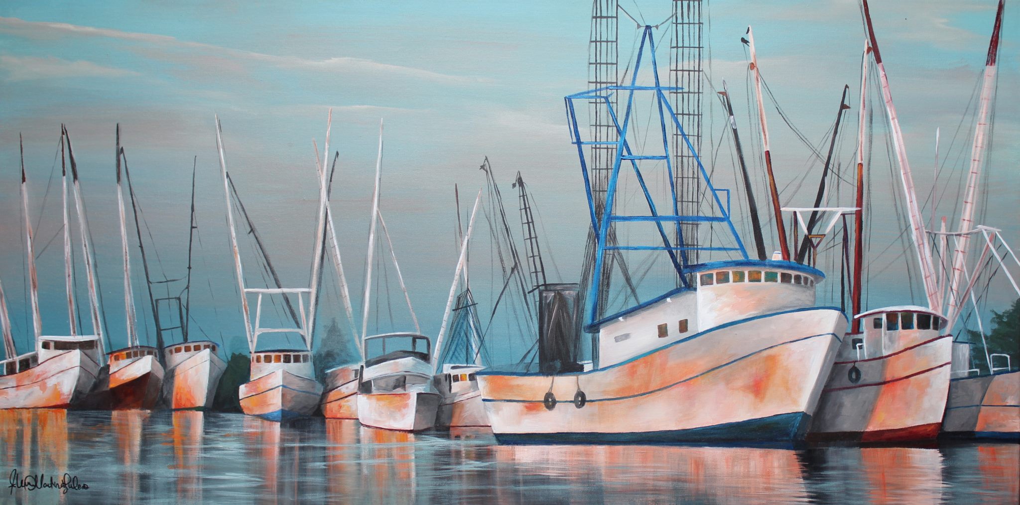2048x1014 Shrimp Boat Painting Custom Art By Alexis - Shrimp Boat Painting