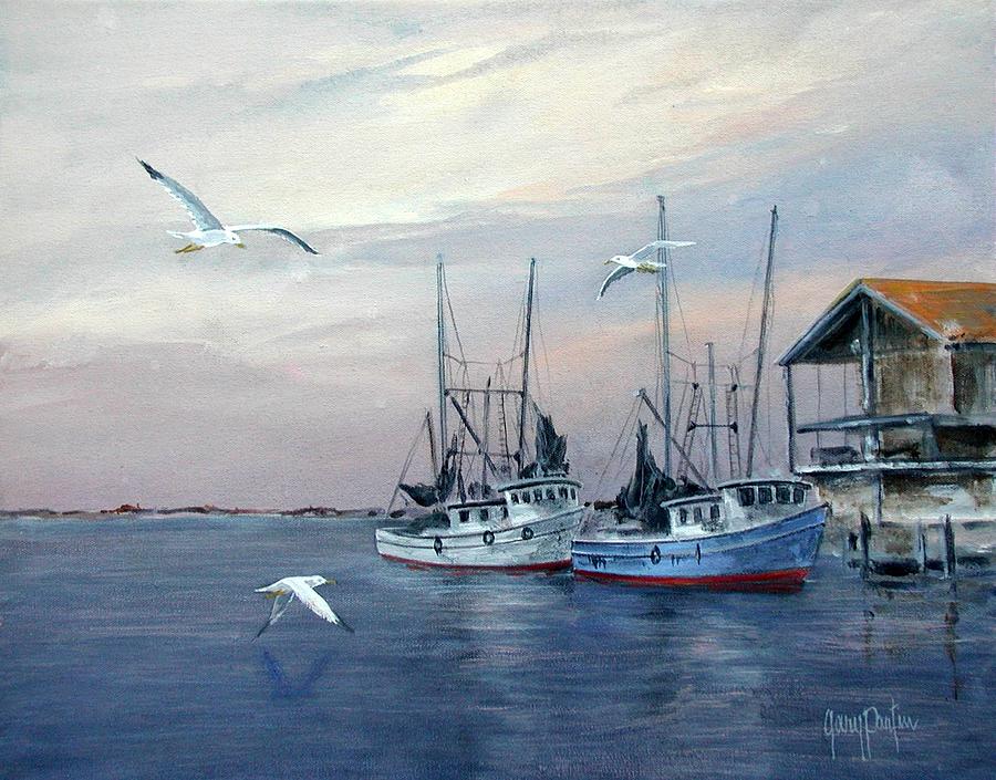 900x705 Shrimp Boats At Joe Patti's Painting By Gary Partin - Shrimp Boat Painting