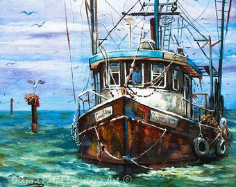 340x270 Boat Painting Etsy - Shrimp Boat Painting