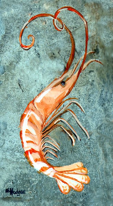 383x700 One Shrimp Painting Mardi Gras Paintings, Summer - Shrimp Painting