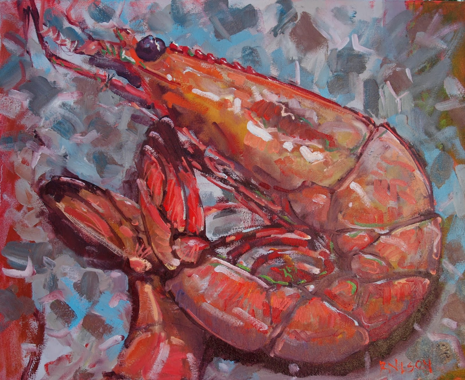 1600x1309 Rick Nilson's Paintings Voodoo Shrimp (Sold) - Shrimp Painting