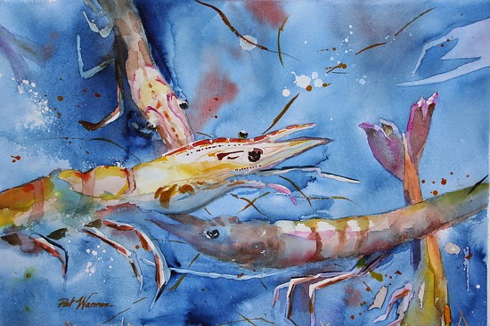550x366 Contemporary Artists Of Georgia Shrimp, Sea Life Art Painting - Shrimp Painting