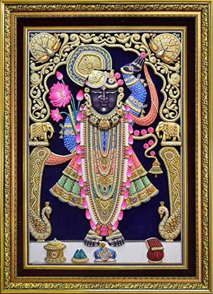 439x606 Buy Shreenathji Shrinathji Rajbhog Hand Wood Painting Gold Leaf - Shrinathji Painting