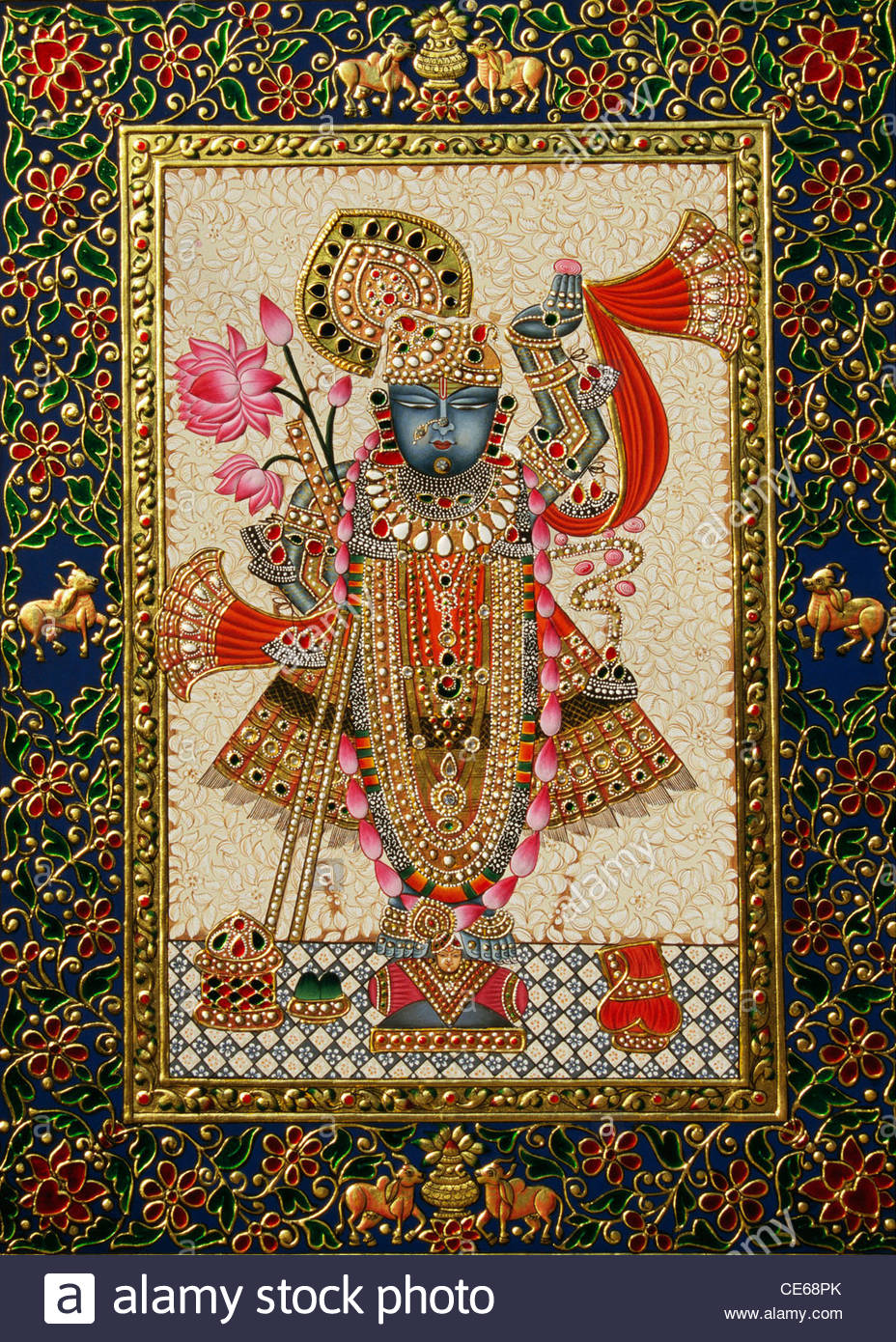 928x1390 Miniature Paper Painting Shrinathji Nathdwara Stock Photo - Shrinathji Painting