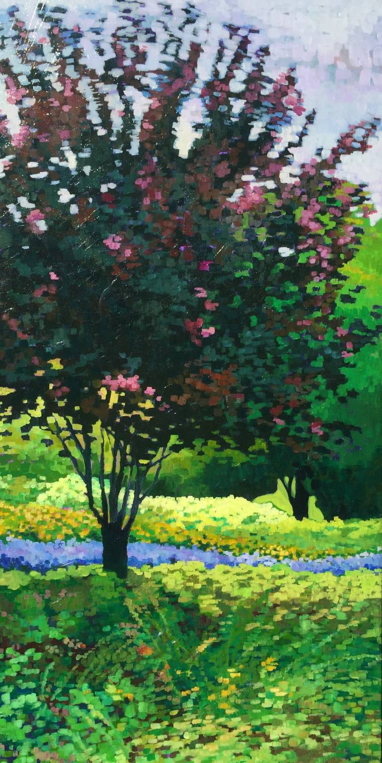 770x1536 Saatchi Art Crepe Myrtle In Duke Garden Painting By Ej Kellerman - Shrub Painting