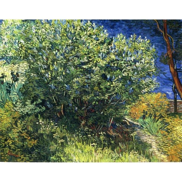 640x640 Hand Painted Oil Paintings Vincent Van Gogh Canvas Art Lilac Bush - Shrub Painting