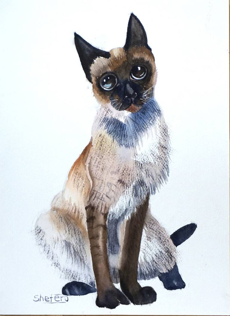770x1056 Saatchi Art Siamese Cat Painting By Olga Shefranov - Siamese Cat Painting