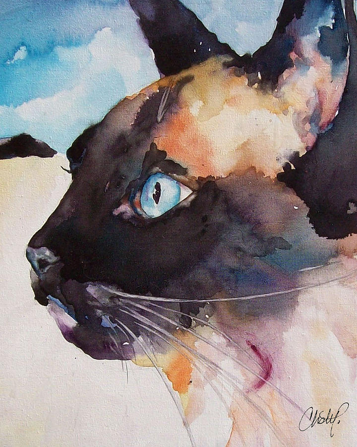 720x900 Seal Point Siamese Cat Painting By Christy Freeman - Siamese Cat Painting