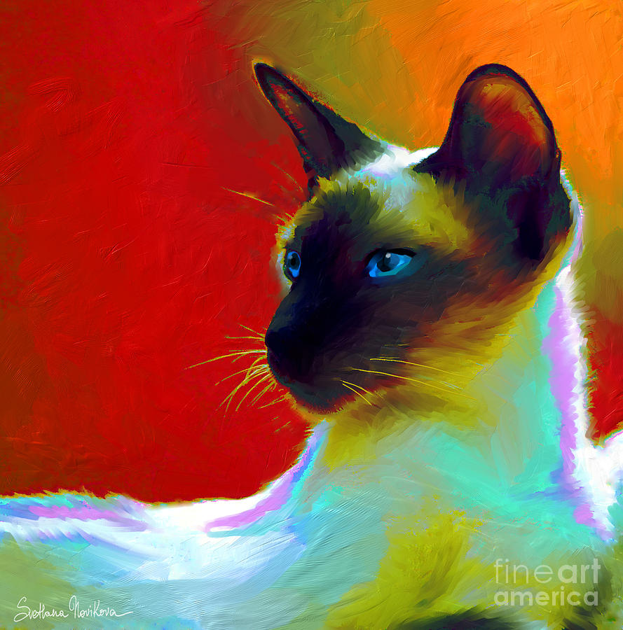889x900 Siamese Cat 10 Painting Painting By Svetlana Novikova - Siamese Cat Painting