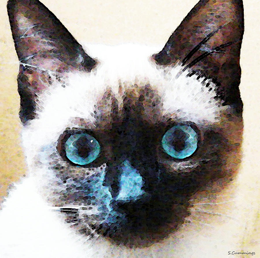 900x893 Siamese Cat Art - Siamese Cat Painting
