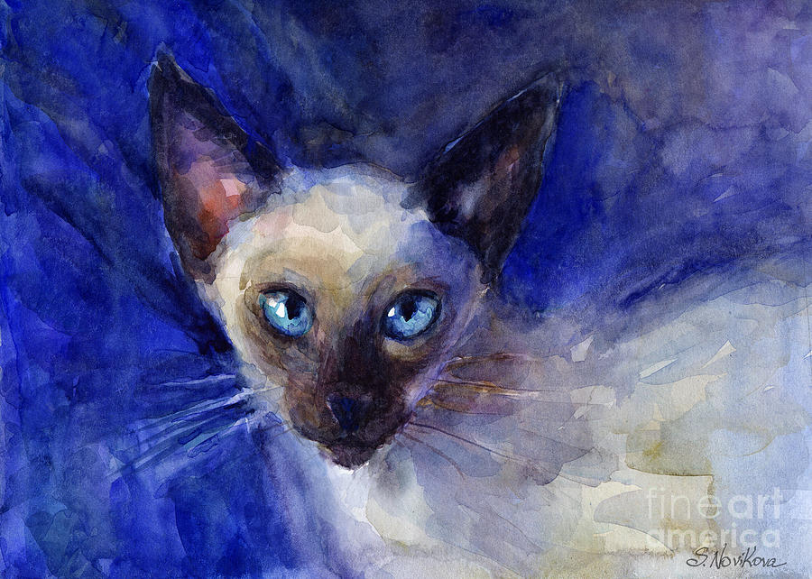 900x642 Siamese Cat Painting By Svetlana Novikova - Siamese Cat Painting
