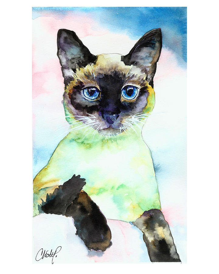 720x900 Siamese Cat Posing Painting By Christy Freeman - Siamese Cat Painting