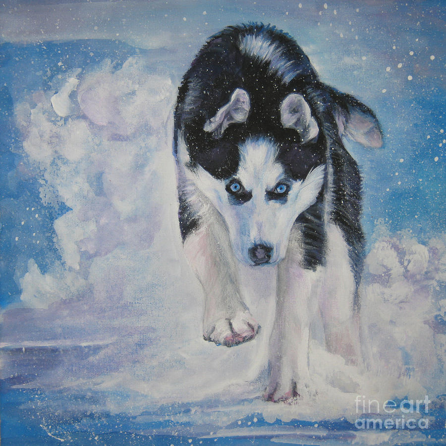 900x900 Siberian Husky Run Painting By Lee Ann Shepard - Siberian Husky Painting