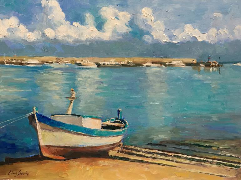 770x577 Saatchi Art A Boat In Sicily Painting By Ling Strube - Sicily Painting